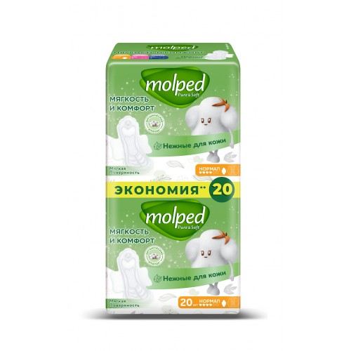 Прокладки ультратонкие Molped Pure&Soft c крылышками НОРМАЛ 20шт*12